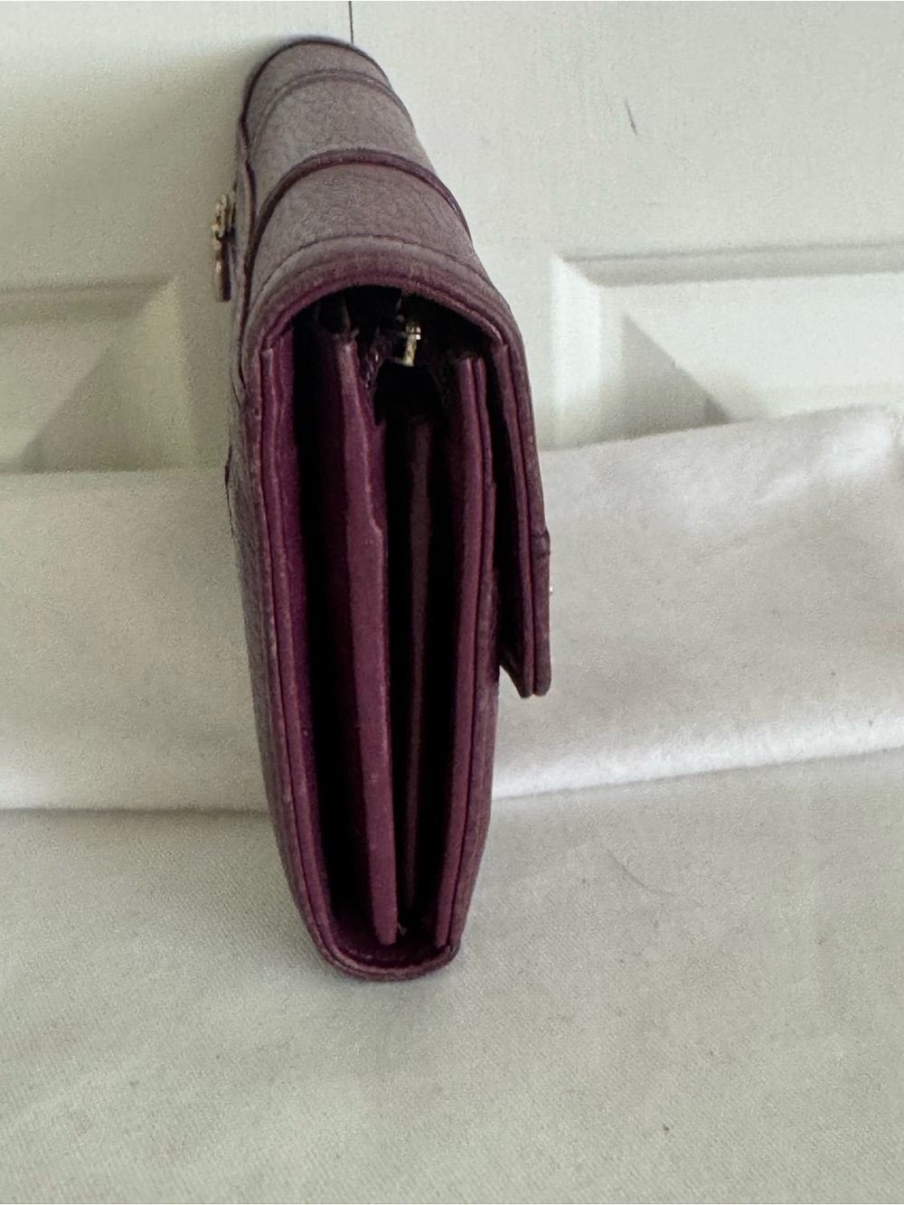 MCM Plum Textured Leather Continental Wallet with Gold Accents - Picture 5 of 11